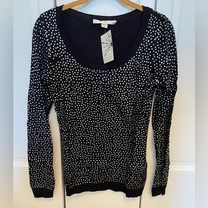 Boston Proper Rhinestone Sweater, Black, Small, NWT